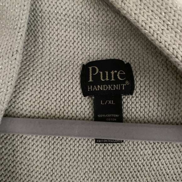 Pure Handknit Draped Metallic Knit Cardigan - Picture 6 of 8